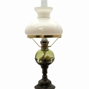 Petrolejová lampa s cínovou nohou - lesní zelená - komplet 2