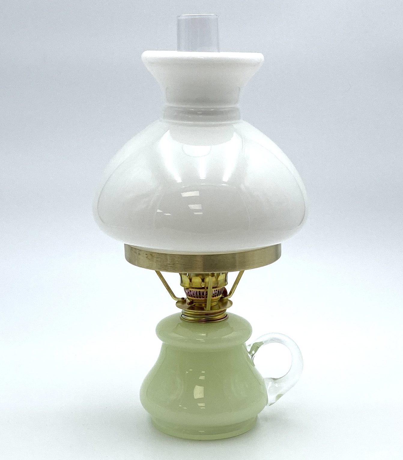 Petrolejová lampa Tereza - Bambus - zelená mléčná - II.jakost