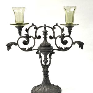 Svícen cínový se sklem - 2 svíčky