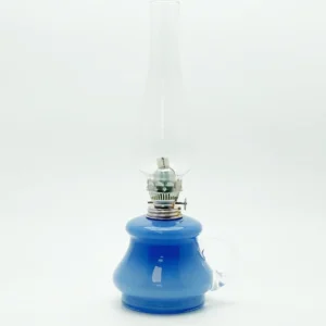 Petrolejová lampa Tereza - Bambus - modrá mléčná