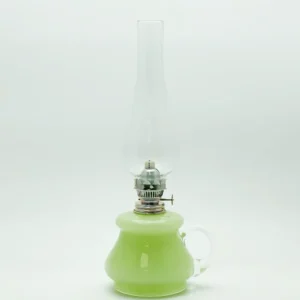 Petrolejová lampa Tereza - Bambus - světle zelená mléčná
