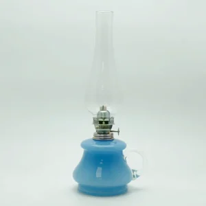 Petrolejová lampa Tereza - Bambus - modrá mléčná