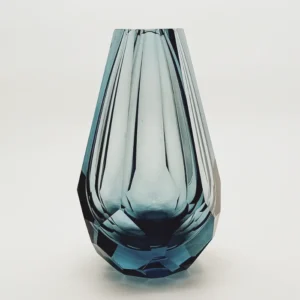 Váza ručně broušená - Blue smoke