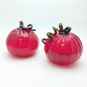 Skleněná dýně červená průměr cca 20 cm