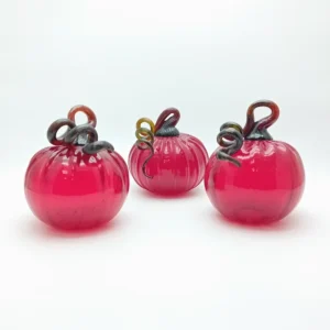 Skleněná dýně červená průměr cca 15 cm