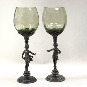 Sklenice svatební 0,2l - s cínem - panáček a panenka - 2ks