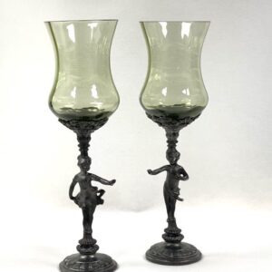 Sklenice 0,2l - svatební s cínem - panáček a panenka - 2ks